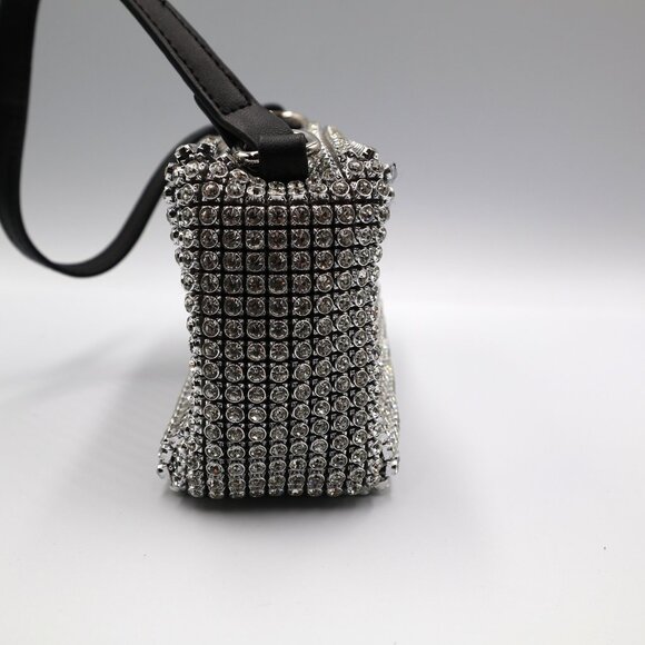 Rhinestone Evening Purse Silver & Black- Gorgeous! - Picture 3 of 10